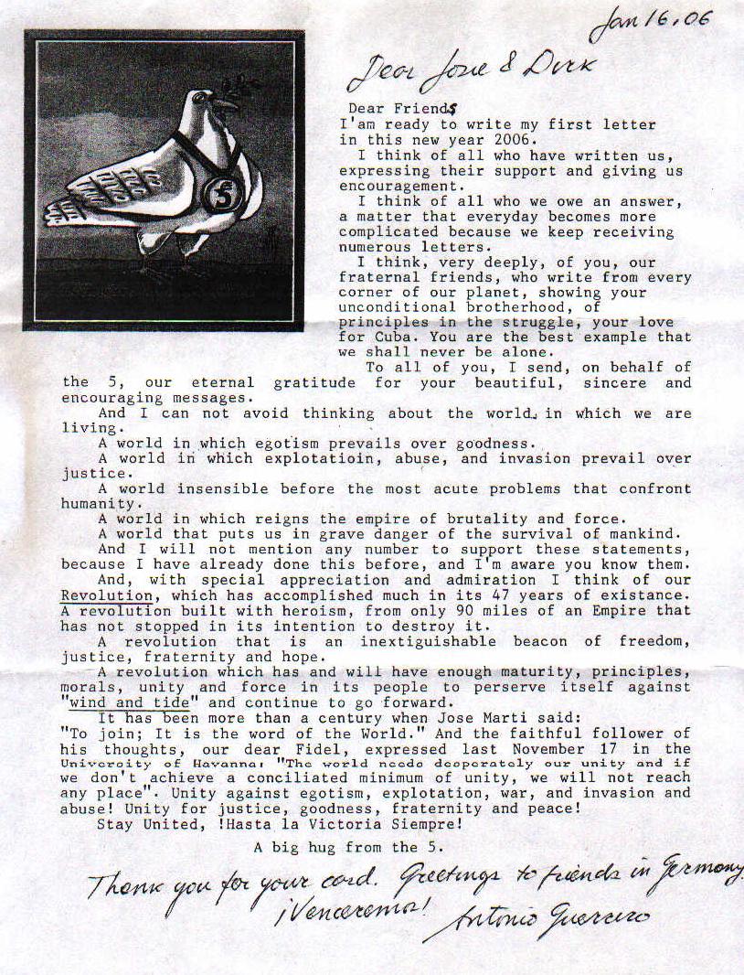 Brief von 
Antonio vom 16.01.06