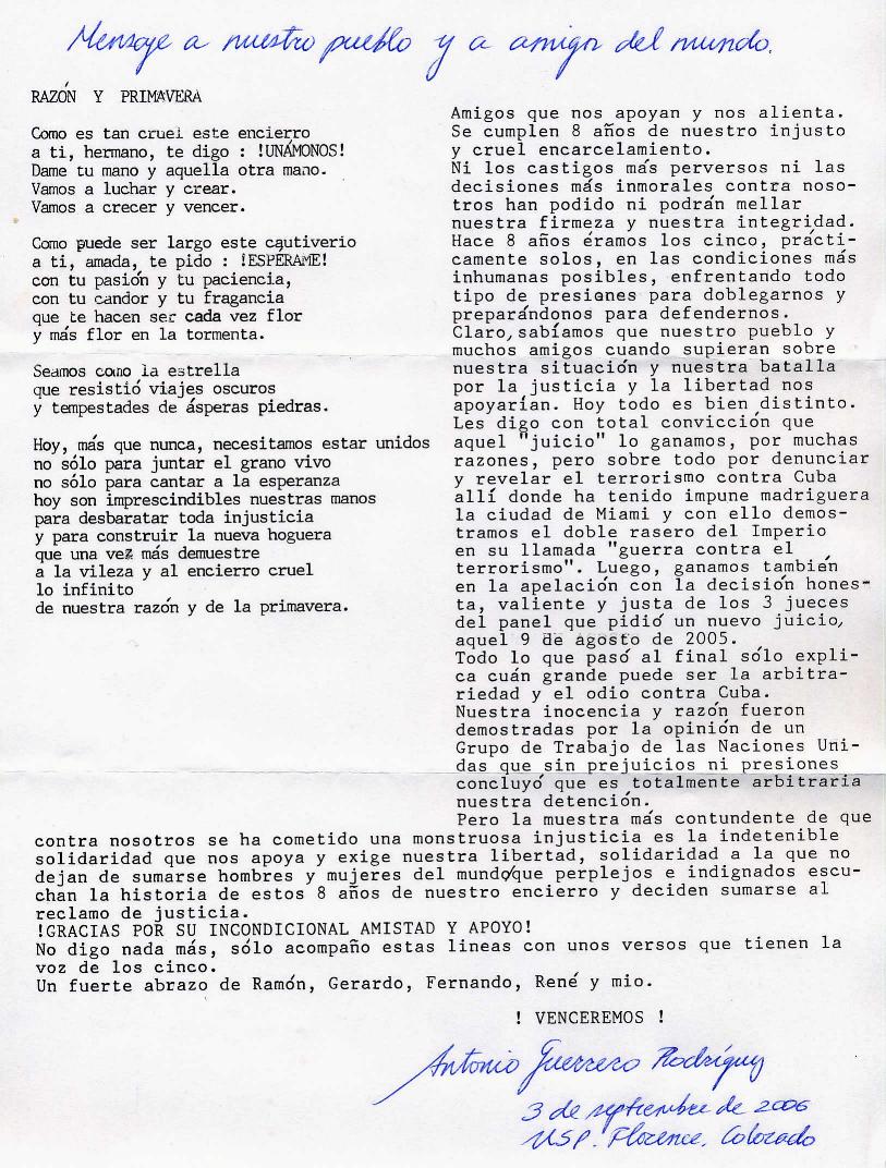 Brief von 
Antonio vom 03.09.06